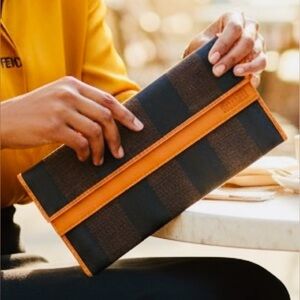 FENDI Black & Carmel Long Wallet, Authentic. EUC